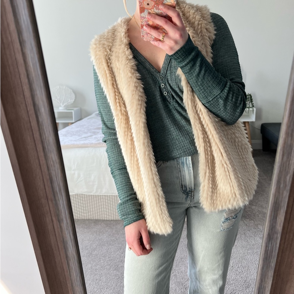 Cream Faux Fur Vest